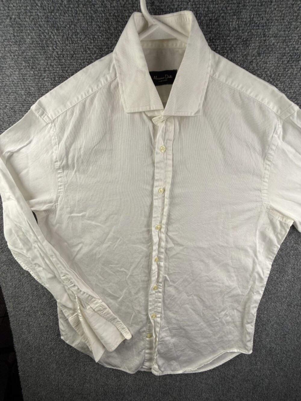 Massimo Dutti Collezioni Men White Long Sleeve Button Up Shirt 16.5 Cotton Adult